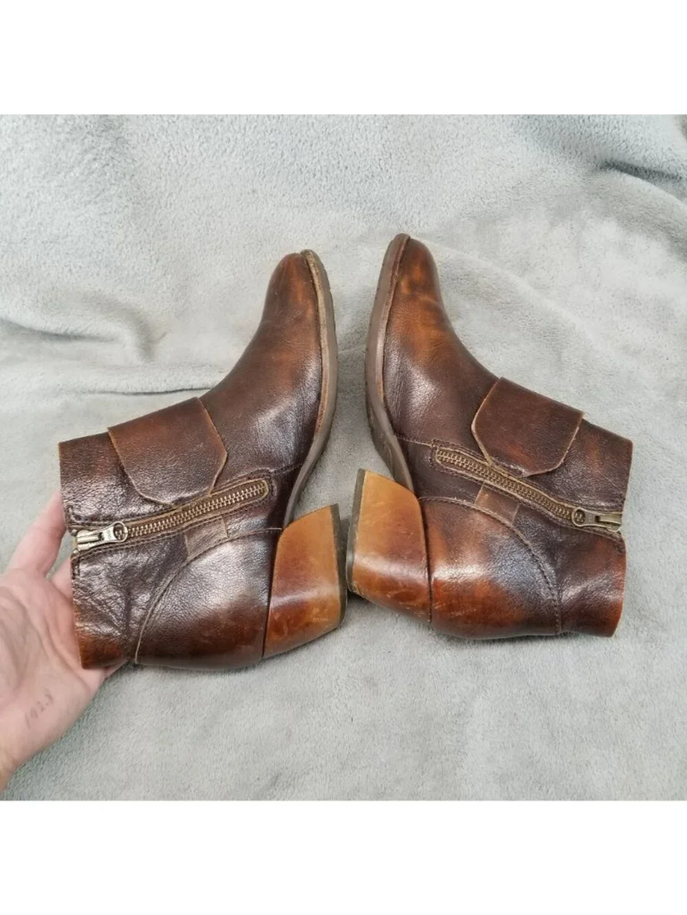 Kork-Ease Shoes Womens Size 8.5 Isa Brown Leather Side Zip Ankle Boots *Read*